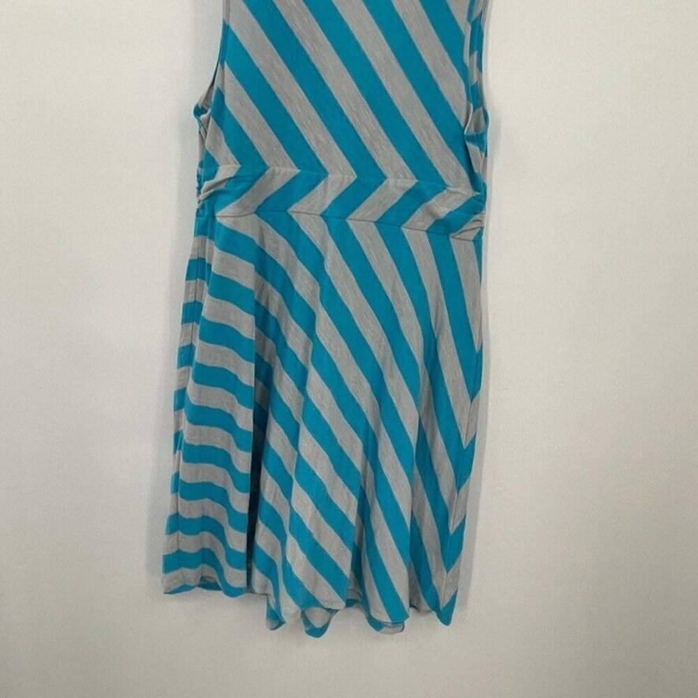 INC International Concepts Womens Dress Large Blue Gray V Neck Ruffle Chevron - Picture 12 of 12